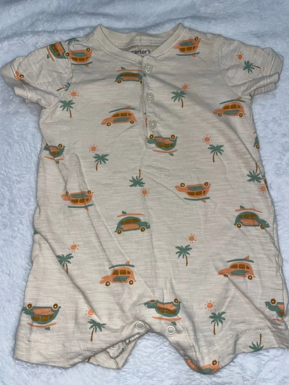Carter's Cream Short-Sleeve Baby Romper